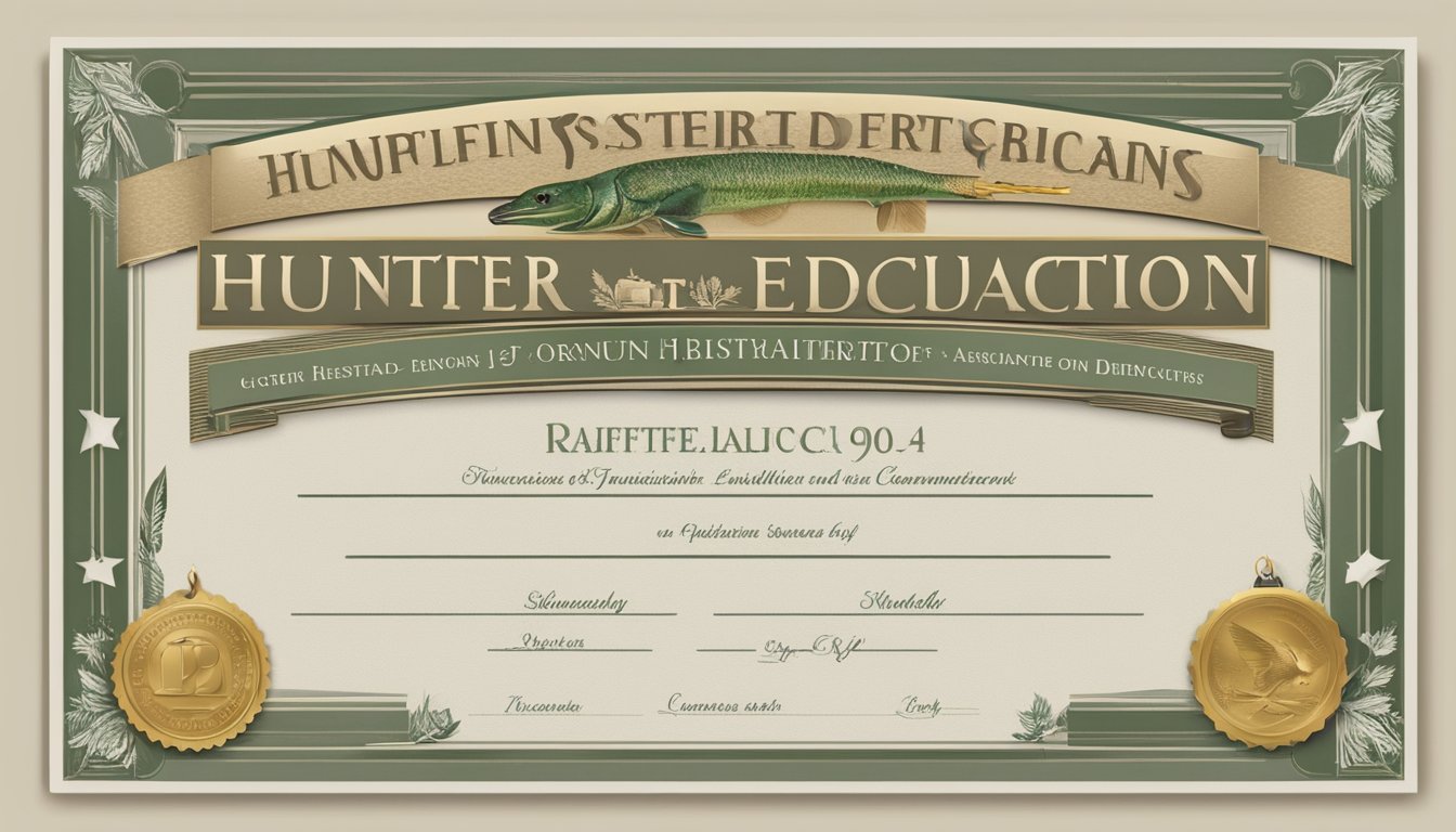 A hunter's education certificate with an ID number displayed prominently