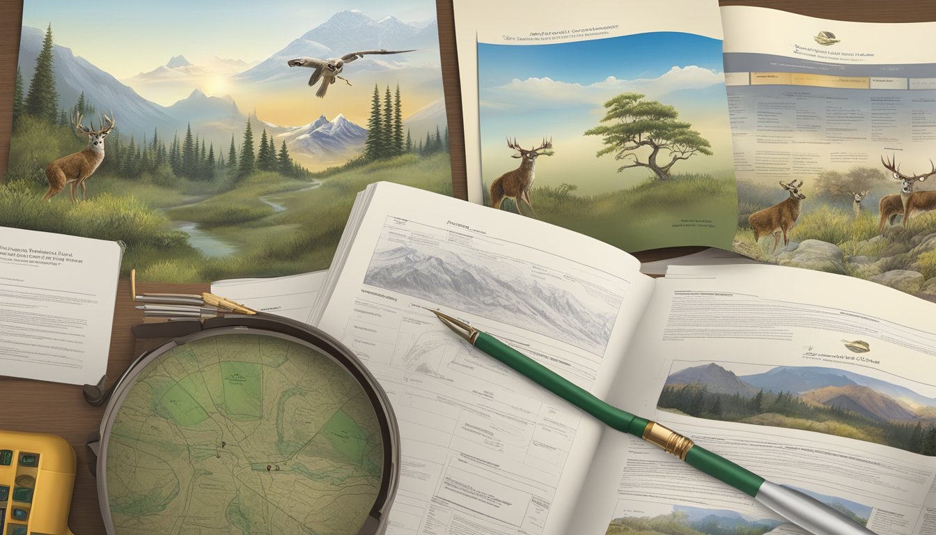 A hunter education license displayed alongside advanced course materials and continued education resources