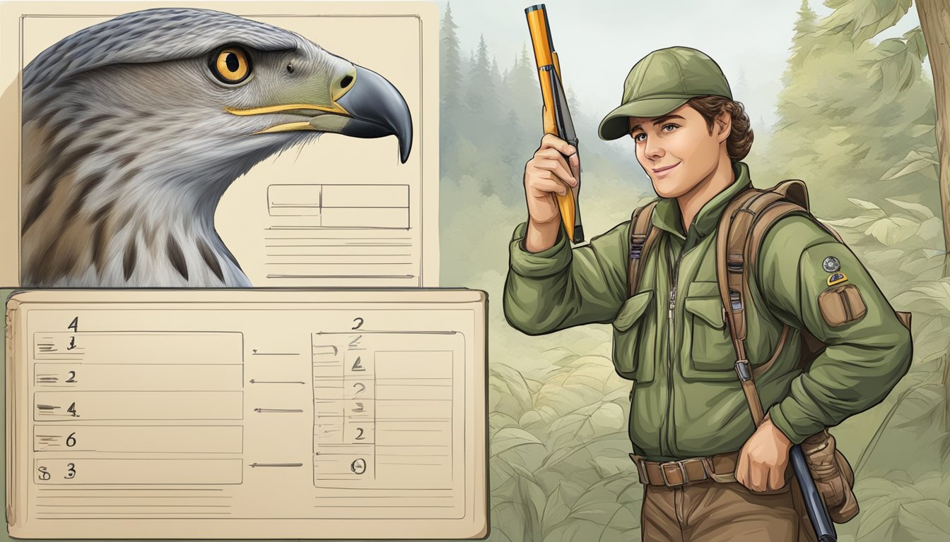 A hunter education quiz with answer options and a pencil