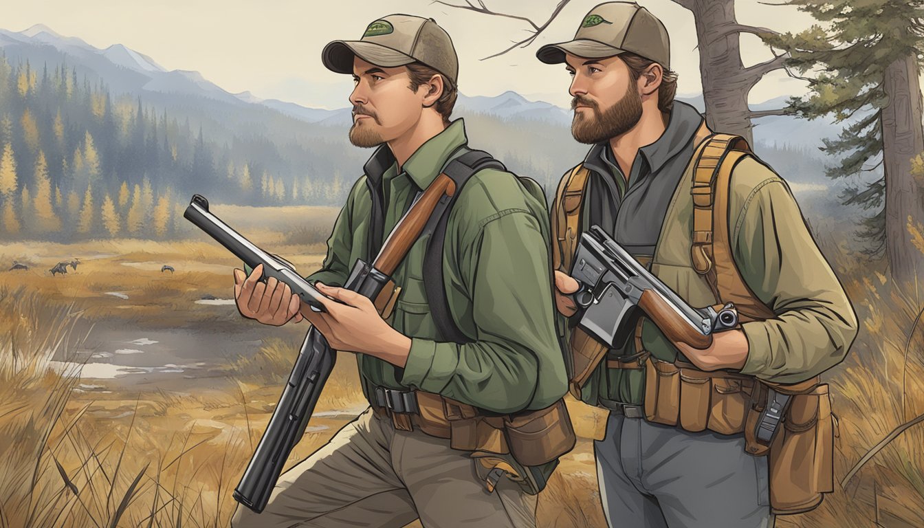 A hunter reviewing a worksheet with shotgun safety tips and strategies