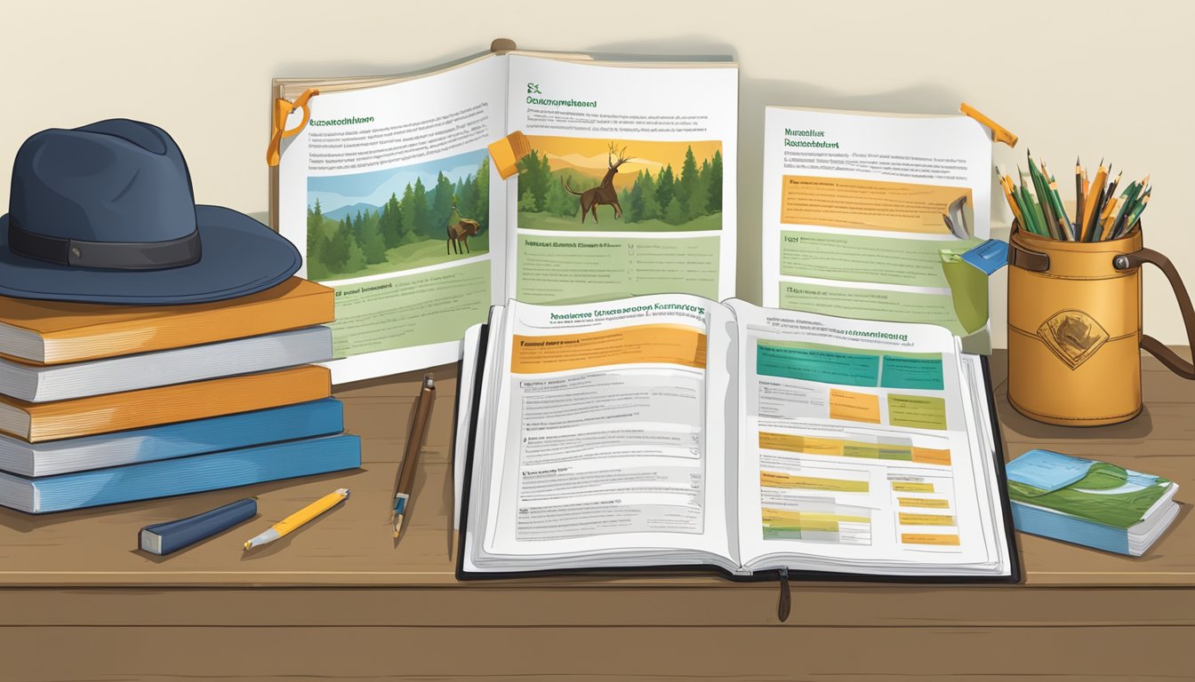 A hunter education system with regulations and compliance materials displayed