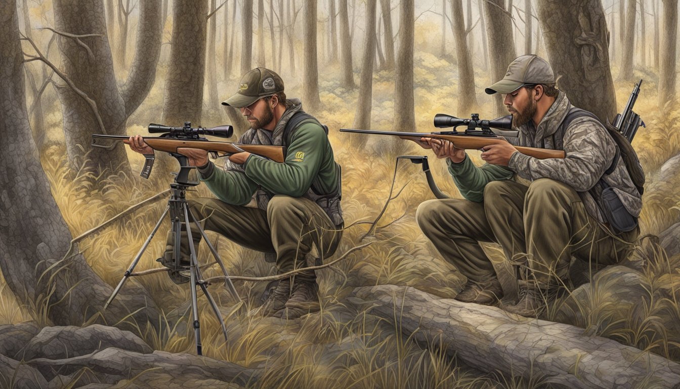 A group of bow hunters quietly stalk through the Nebraska wilderness, carefully selecting their targets as part of a wildlife management and conservation program