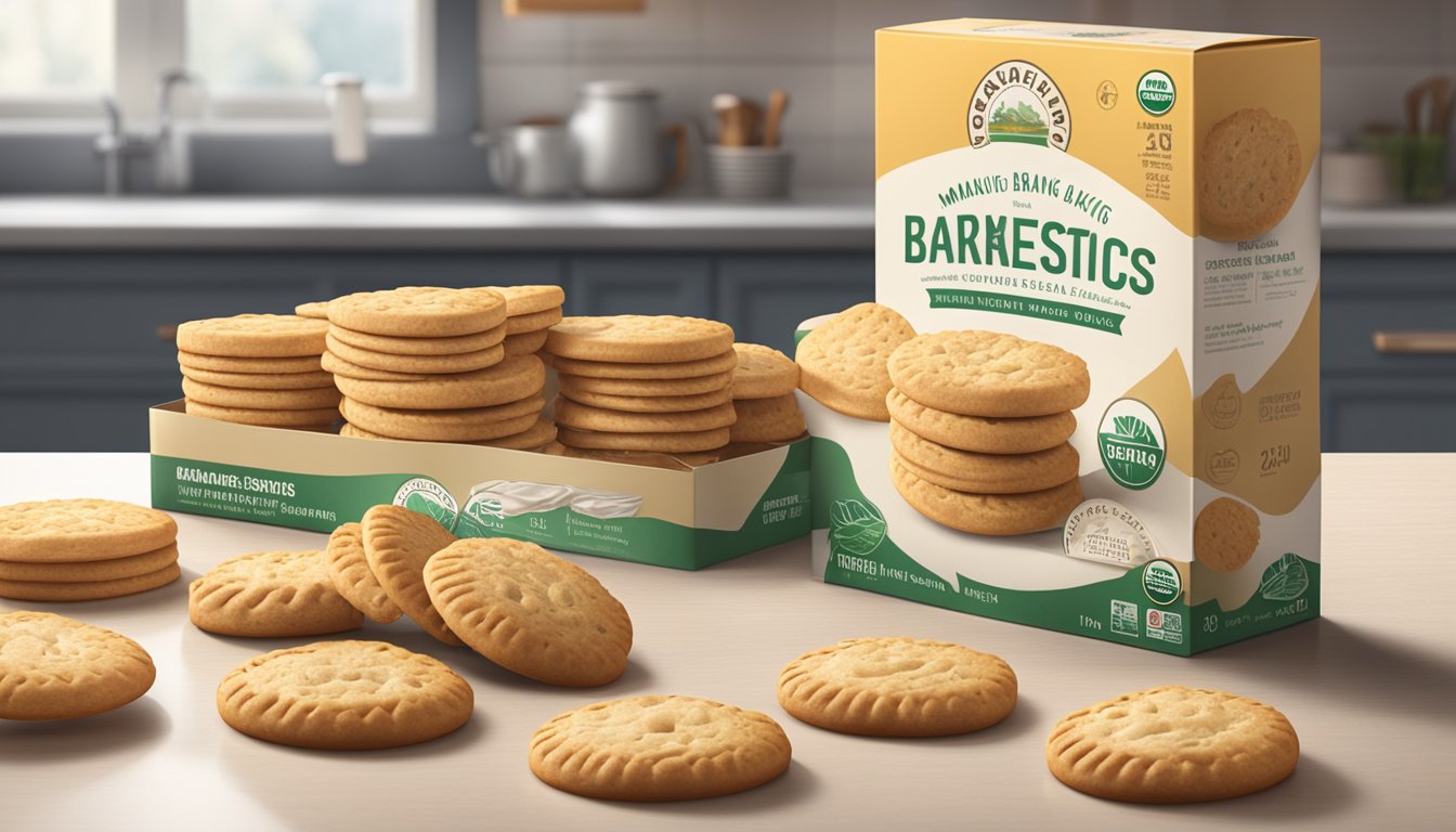 A kitchen counter with an open package of Immaculate Baking Organic Flaky Biscuits, with the expiration date clearly visible