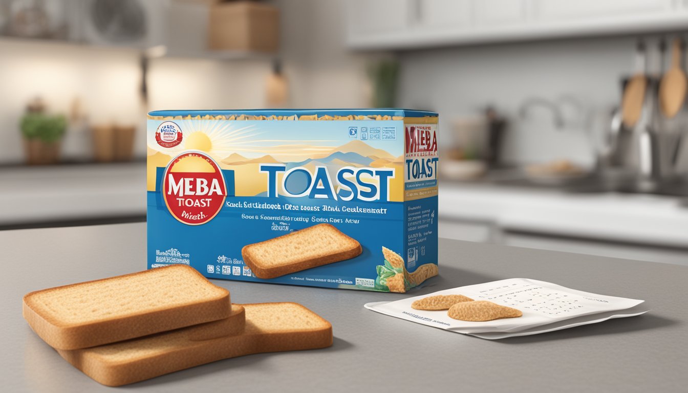 A package of Melba toast sits on a kitchen counter, next to a calendar showing the current date. The toast is still sealed in its original packaging