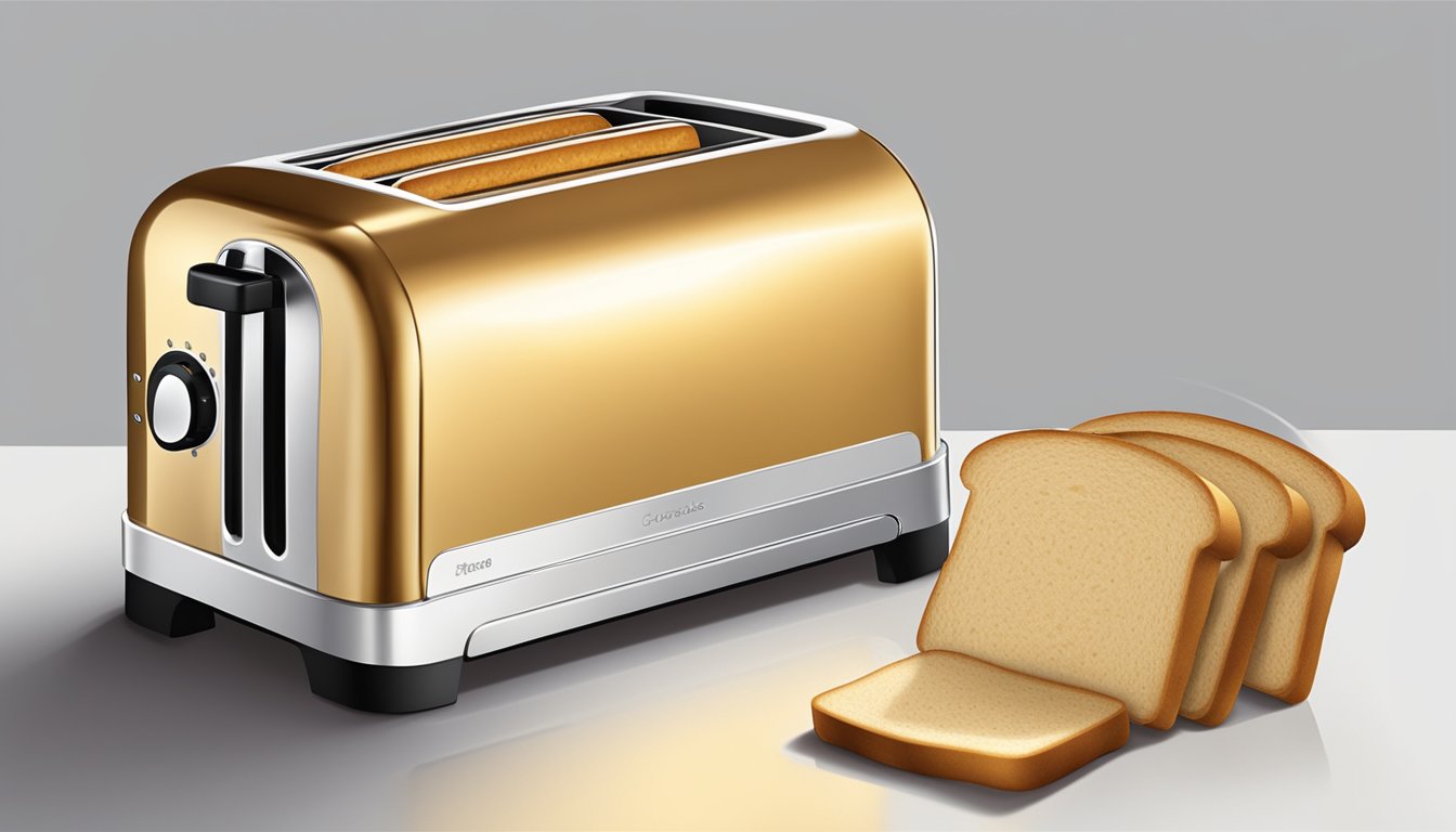 A toaster with two slices of bread slowly turning golden brown