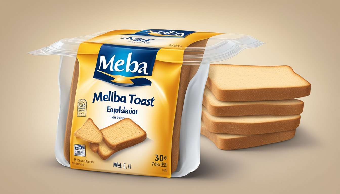 A package of Melba toast with expiration date visible