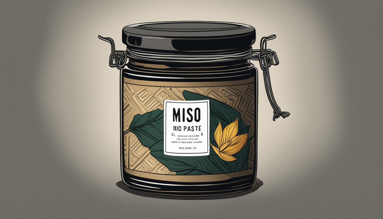 A tightly sealed jar of miso paste in a cool, dark pantry