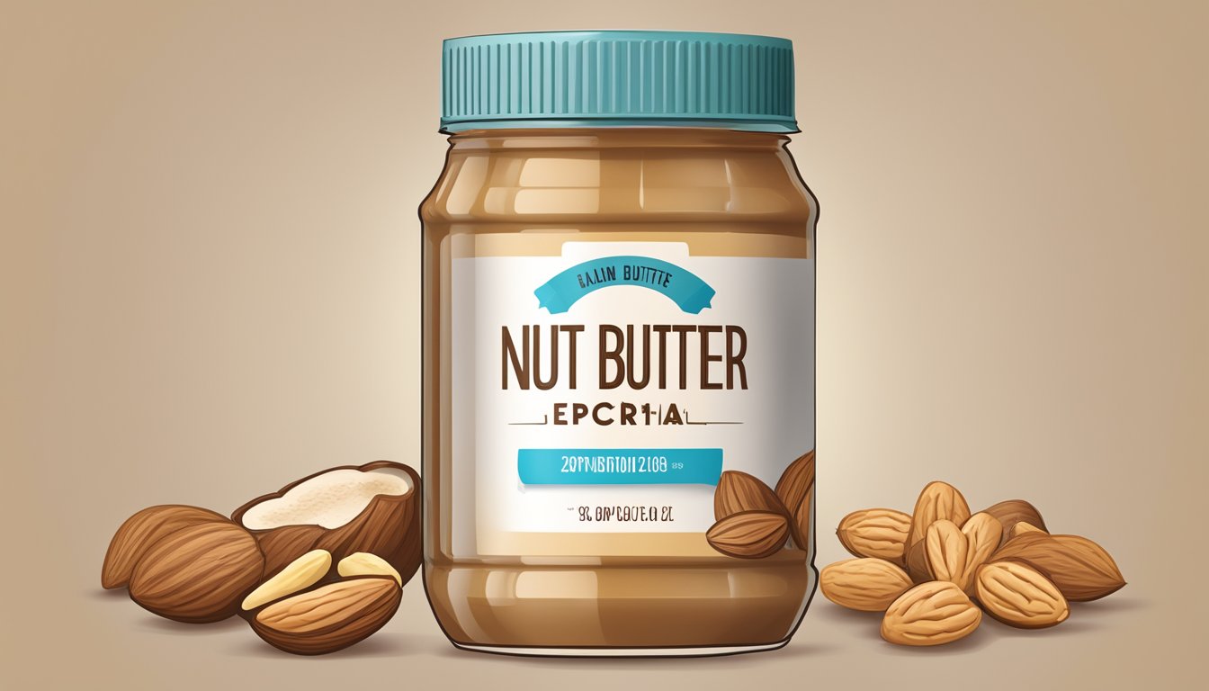 A jar of nut butter with a clearly labeled expiration date