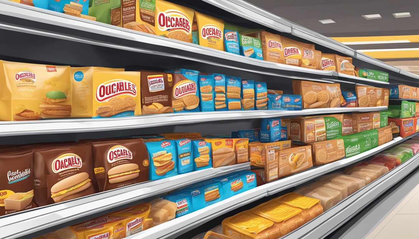 A package of Oscar Mayer Lunchables Turkey and American Cracker Stackers sits on a grocery store shelf, surrounded by other lunch options