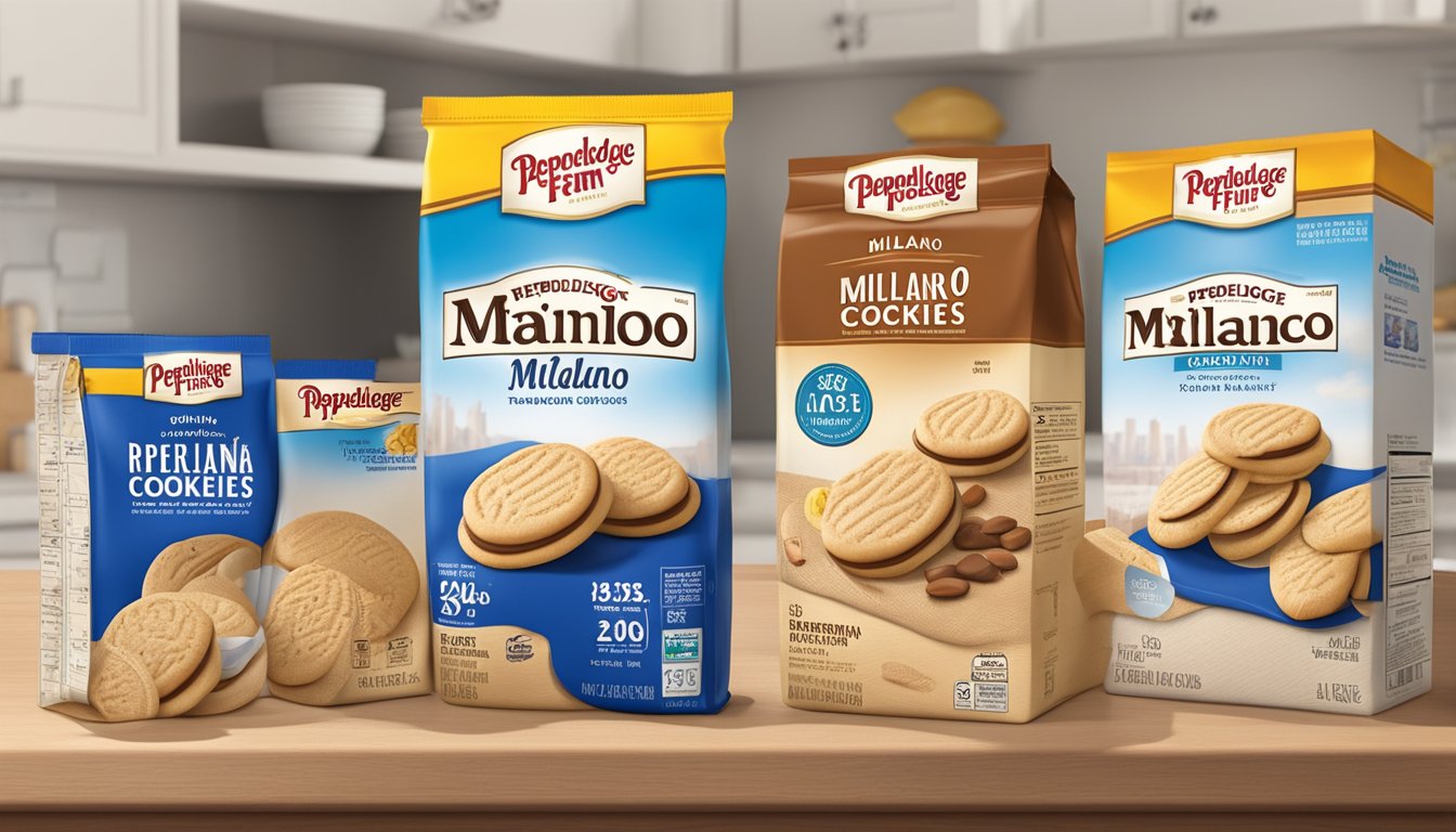 A package of Pepperidge Farm Milano Cookies sits on a kitchen counter, surrounded by airtight containers and a calendar marking the purchase date