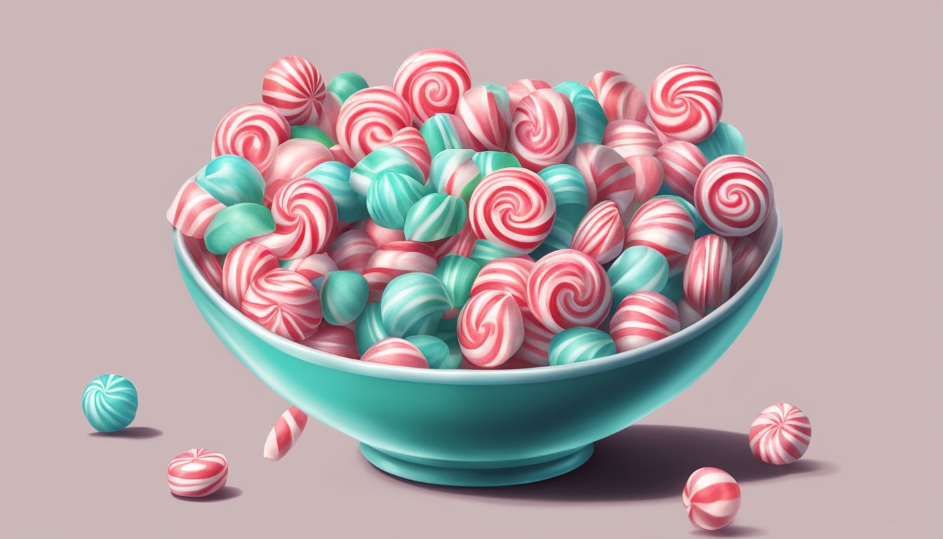 A bowl of peppermint candies slowly diminishes over time