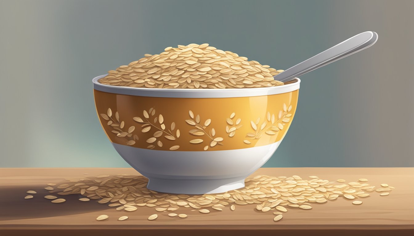 A bowl of quick oats left out for an extended period, showing signs of mold and decay