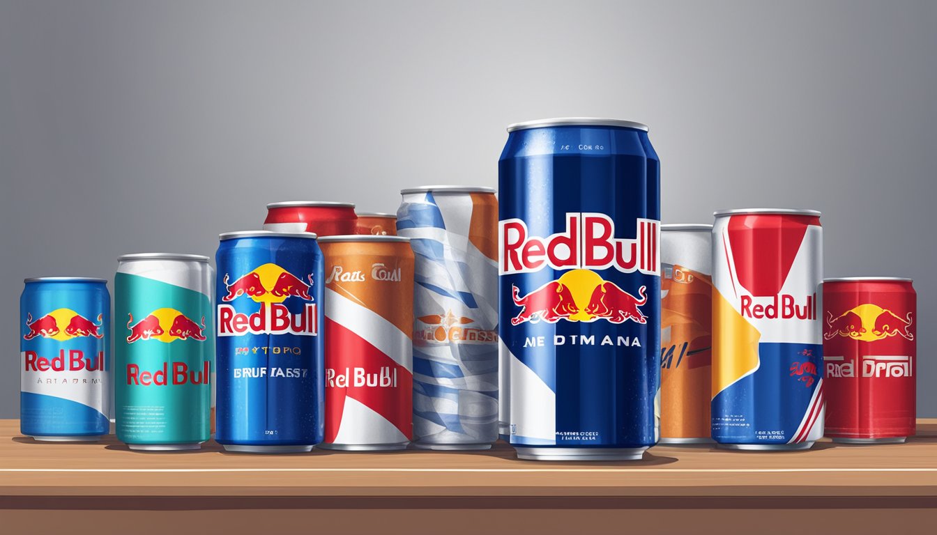 A can of Red Bull sits on a table, surrounded by empty cups and crumpled cans. A clock on the wall shows the passage of time