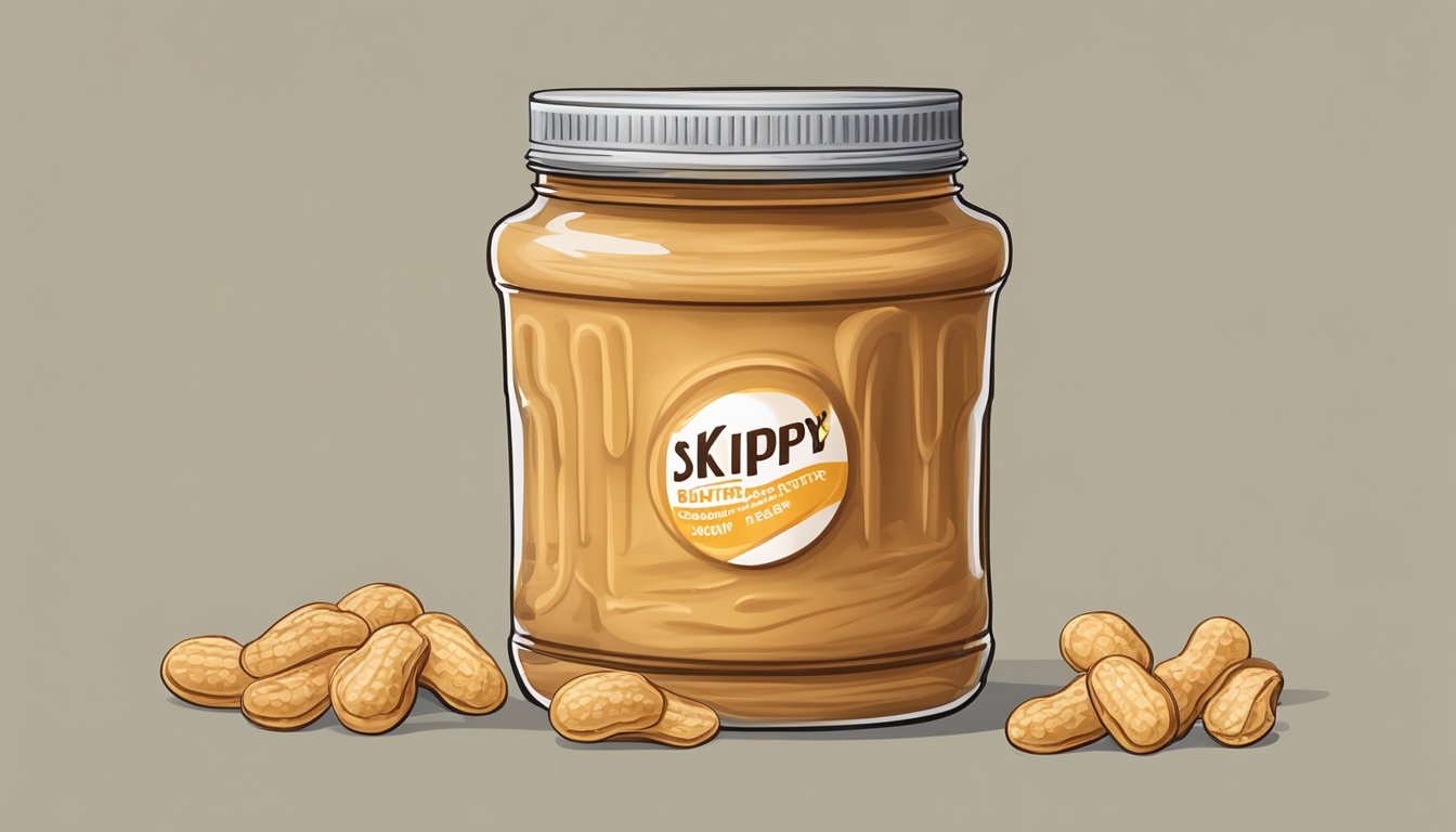 An open jar of Skippy Peanut Butter with visible mold and a foul odor