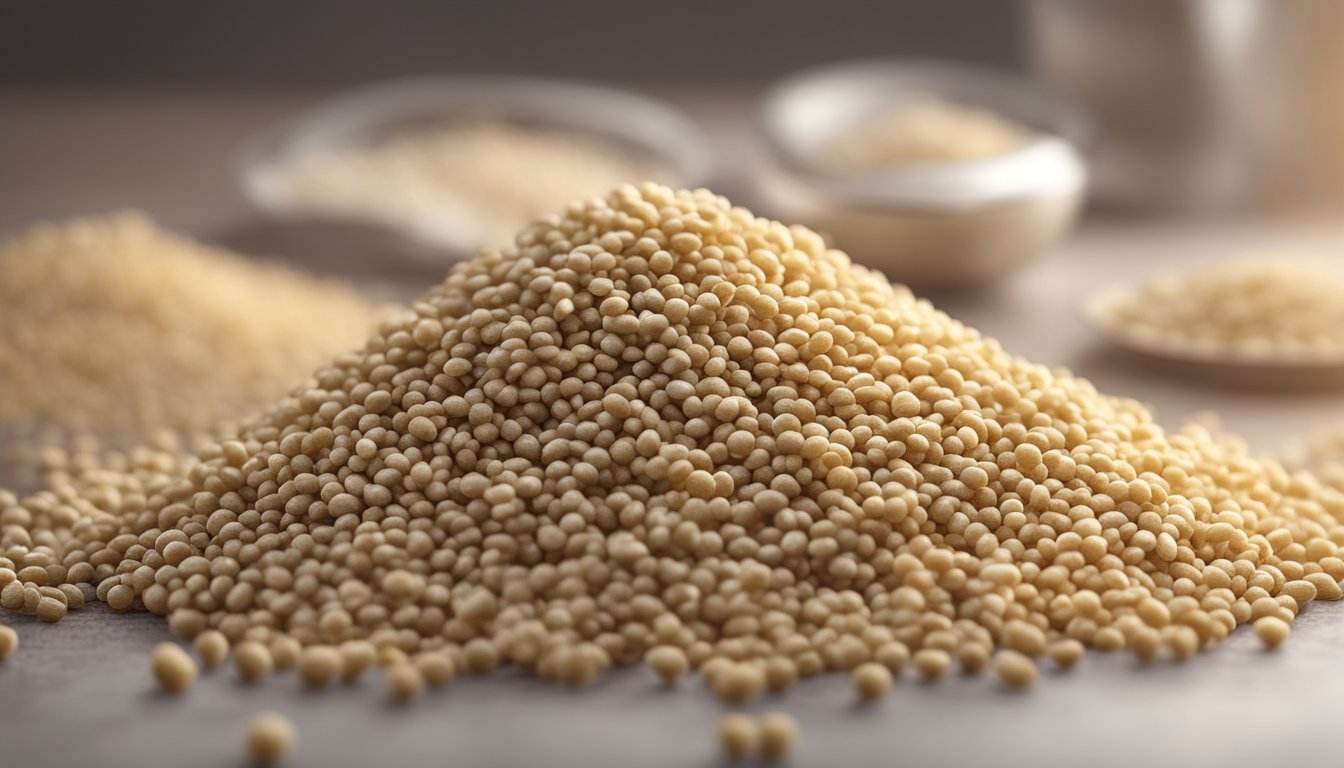 A pile of moldy sesame seeds on a kitchen counter