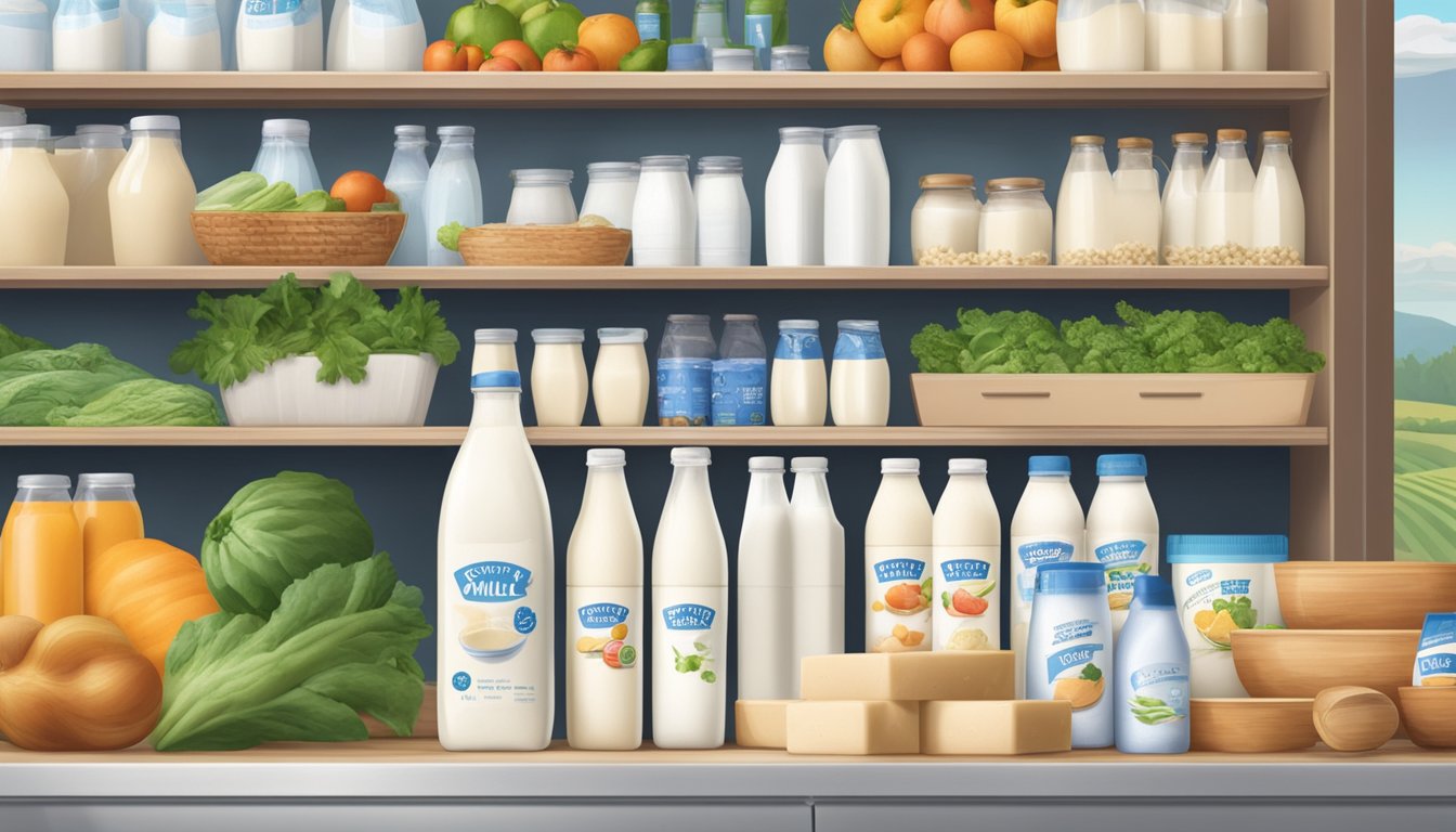 A carton of Silk Soy Milk sits unopened on a clean, organized refrigerator shelf, surrounded by other dairy alternatives and fresh produce