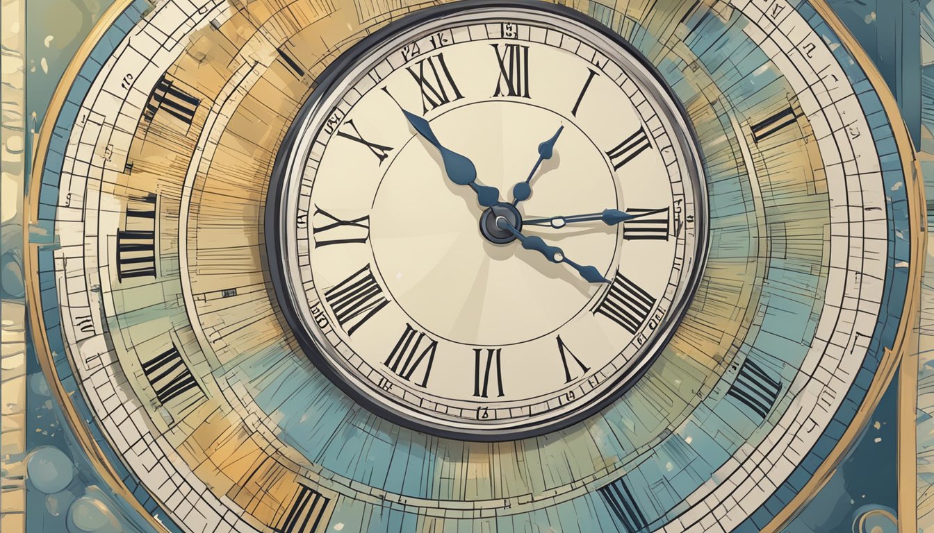 A calendar with a large clock showing the passage of time