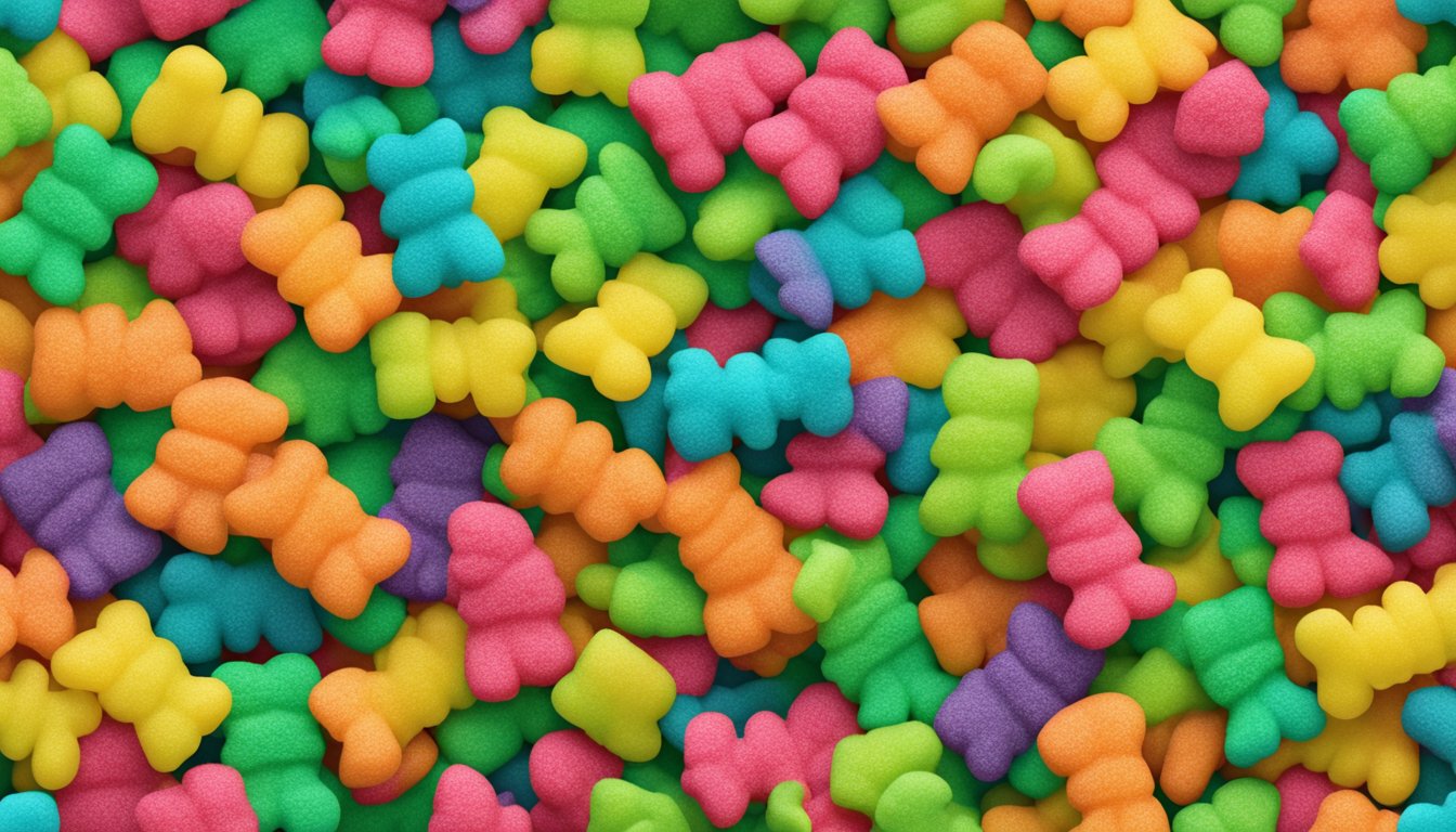 A pile of Sour Patch Kids gradually decaying over time, with visible signs of mold and discoloration