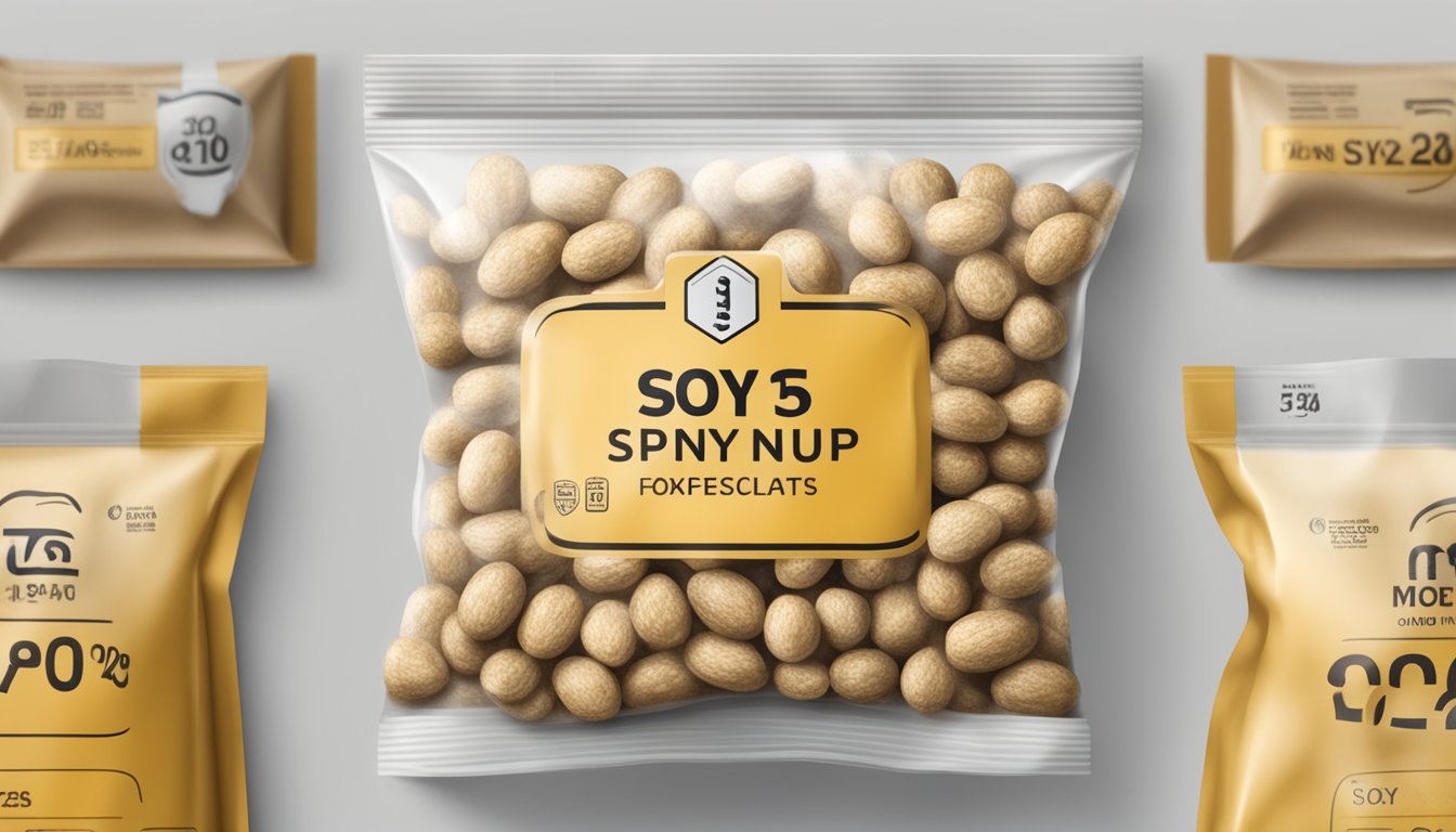 A package of soy nuts with a visible expiration date and signs of mold and discoloration