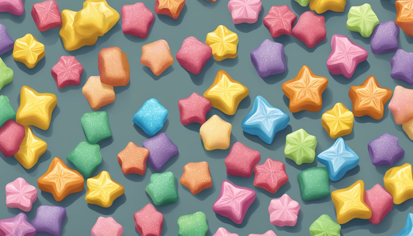 A pile of unwrapped and discolored Starburst candies sits on a countertop next to a calendar showing the current date