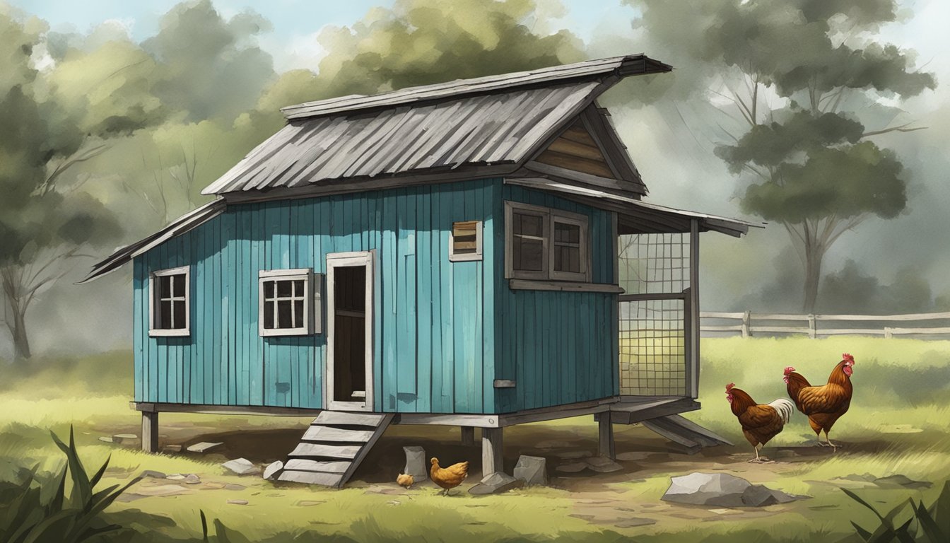 The chicken coop sits battered and worn, with leaking roofs, creaky doors, and broken windows. The wind and rain have taken their toll, and the structure is in desperate need of an upgrade