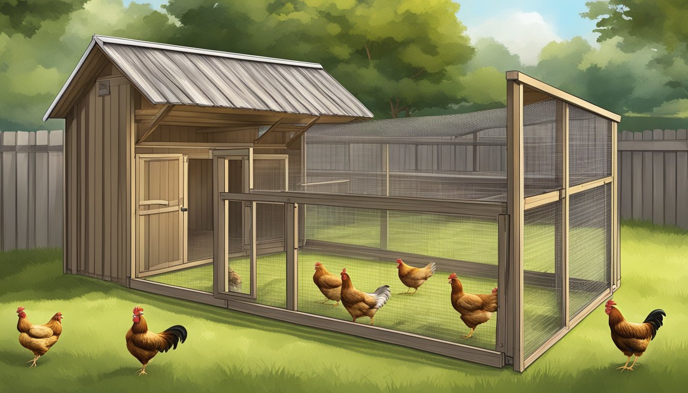 A chicken coop with scattered barn lime, clean straw, open windows, and a well-ventilated roof