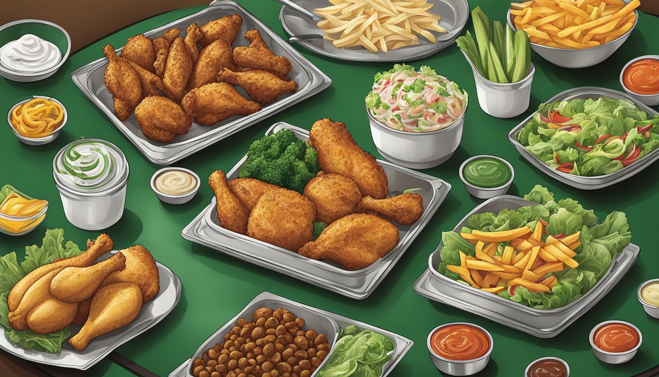 A colorful menu board featuring a variety of fresh, healthy options such as grilled chicken, vegetable sides, and salads at Wingstop