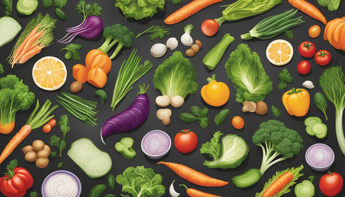 A colorful array of fresh vegetables and lean proteins displayed on a clean, modern menu board at PF Chang's