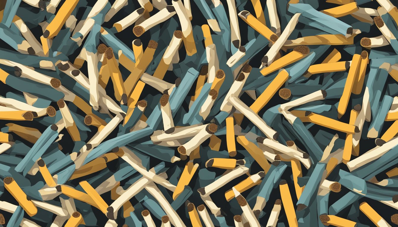 A pile of used matches scattered among decomposing organic matter in a compost bin