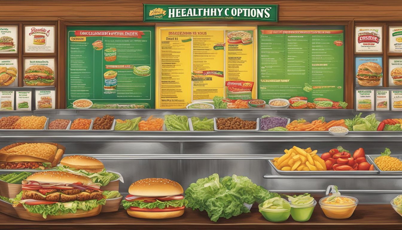 A colorful menu board displays Portillo's healthy options