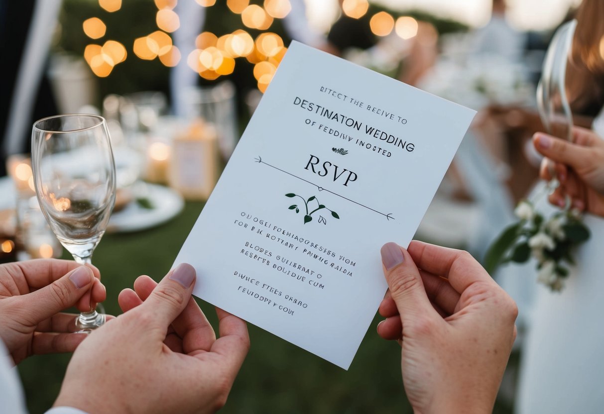 Guests receive destination wedding invites with RSVP deadline