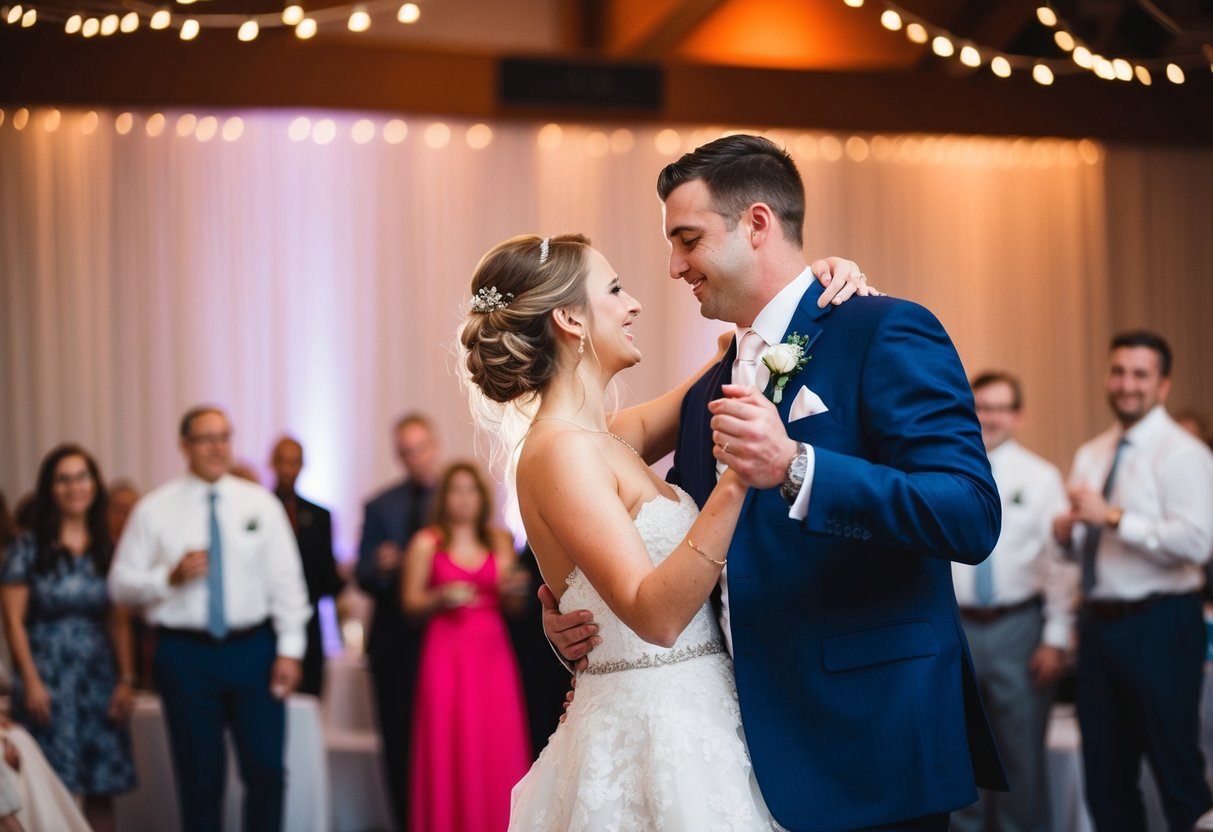 The bride dances with her partner at her wedding