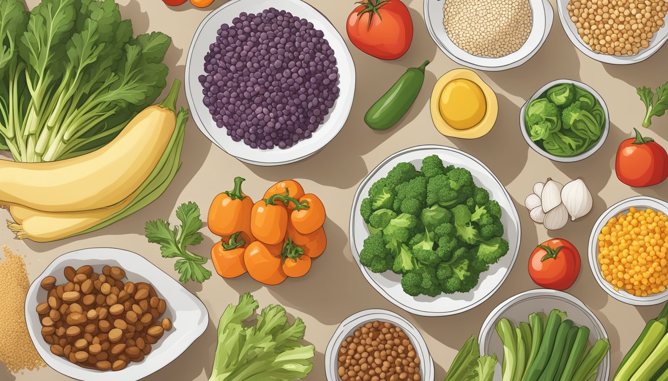 A colorful array of fresh vegetables, lean proteins, and whole grains arranged on a kitchen counter, ready to be transformed into healthy taco fillings