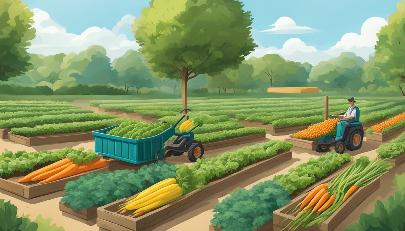 A lush garden filled with ripe vegetables being harvested and carefully stored in Delaware