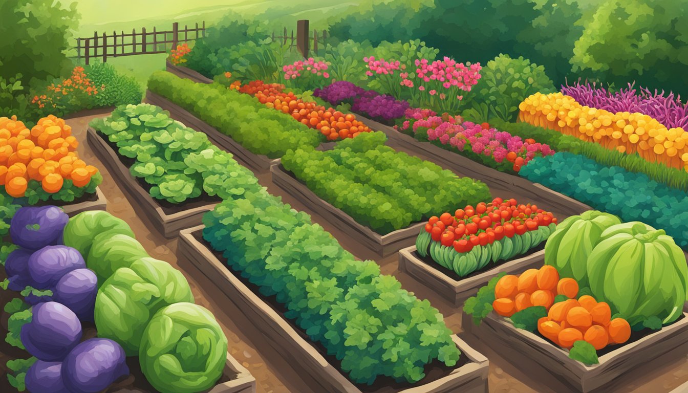 Lush garden with rows of vibrant, thriving vegetables in New Jersey