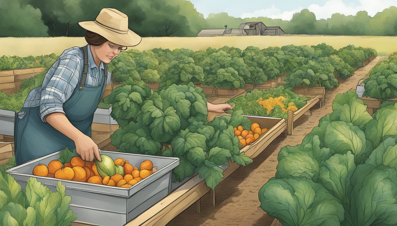 A person harvesting and preserving vegetables in an Arkansas garden