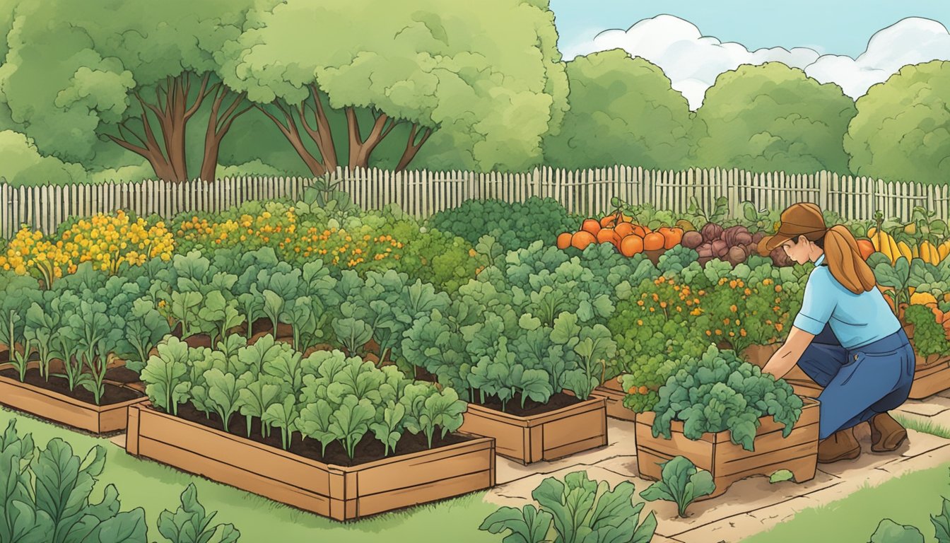 A person planting a variety of vegetables in a garden in Kansas