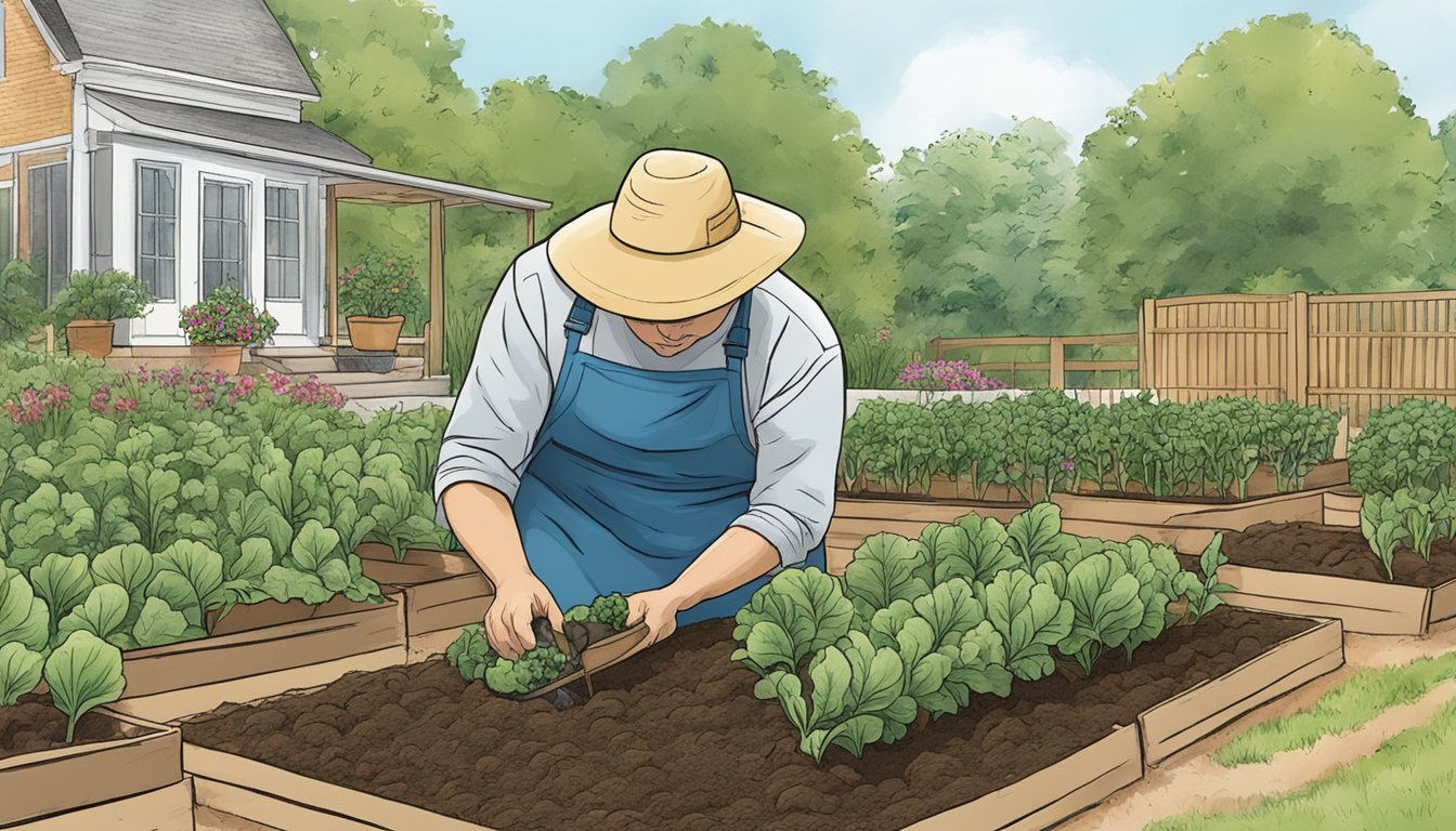 A person planting vegetables in a Maryland garden