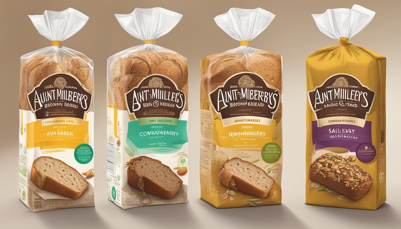 A comparison of Aunt Millie's and Brownberry bread packaging, with eco-friendly and sustainable elements highlighted