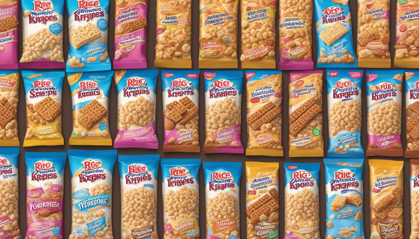 A table displays Rice Krispies Treats and Little Debbie snacks, arranged neatly with packaging facing forward