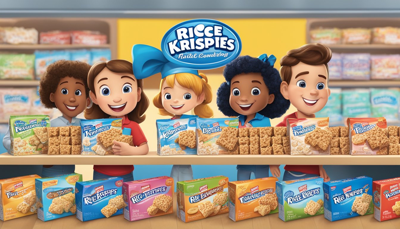 A table displays Rice Krispies Treats and Little Debbie snack cakes, with a group of consumers comparing and tasting each product