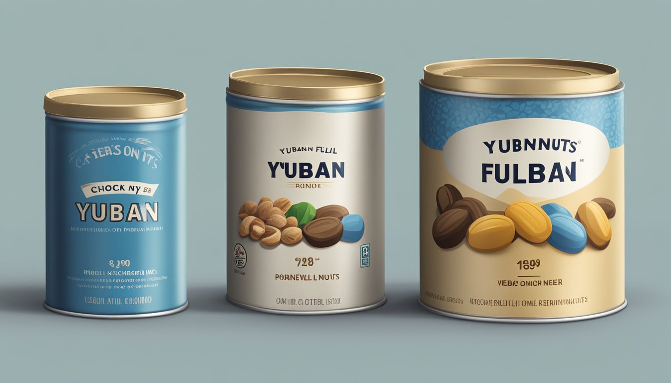 Two coffee cans sit side by side, one labeled "Yuban" and the other "Chock Full O'Nuts." The prices are prominently displayed, highlighting the affordability of each brand