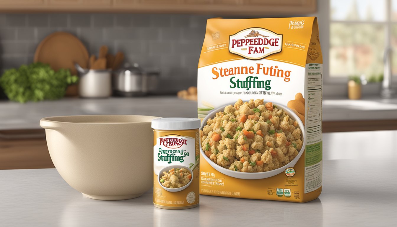 A steaming pot of Stove Top Stuffing sits next to a box of Pepperidge Farm stuffing mix, highlighting their unique features