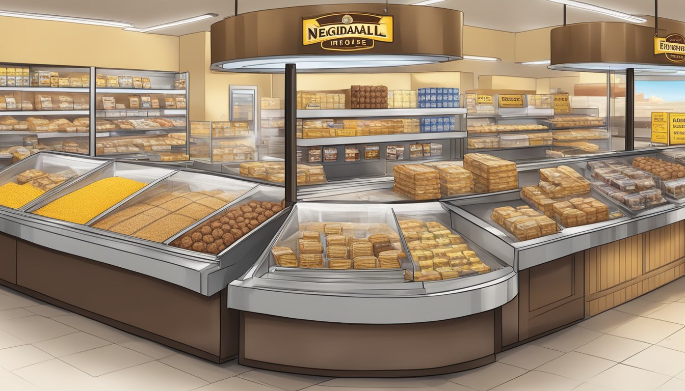 A bustling market stall displays Nestle Toll House and Ghirardelli baking products with clear pricing labels