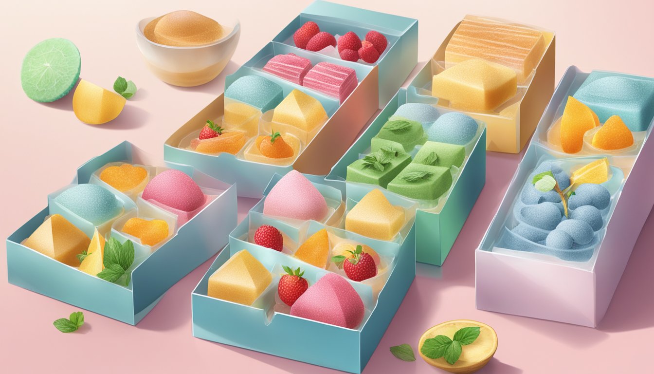 Two gelatin dessert boxes displayed with ingredients