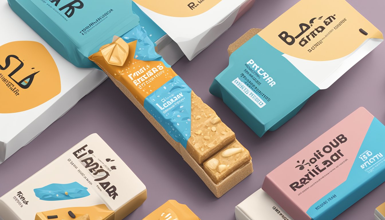 Two protein bars, one Lärabar and one RXBAR, displayed side by side with their packaging facing forward