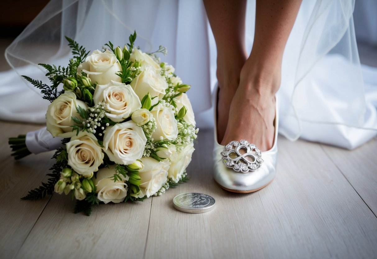A bride's bouquet, a silver sixpence in her shoe, something old, something new