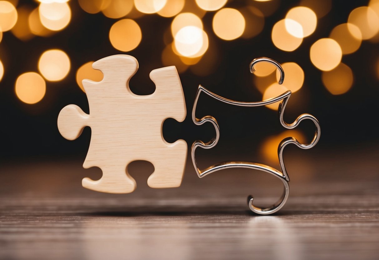 A pair of puzzle pieces fitting together seamlessly