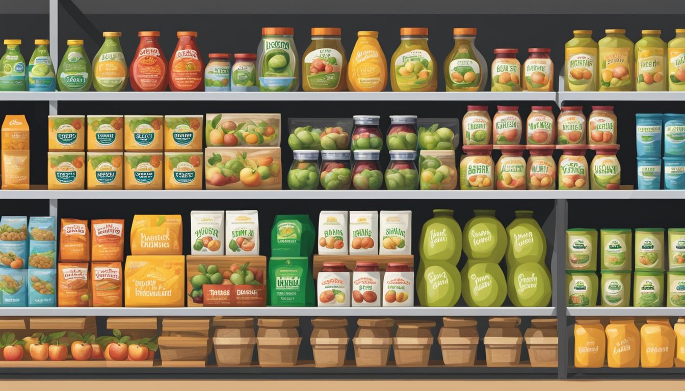 A grocery store shelf with rows of Motts and Musselmans apple products displayed side by side