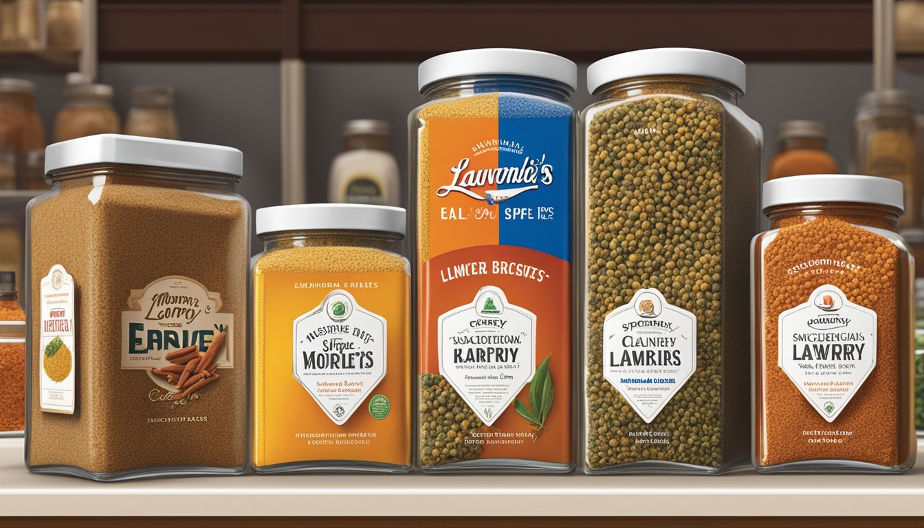 Two iconic spice brands, McCormick and Lawry's, displayed side by side in a vibrant and eye-catching store display